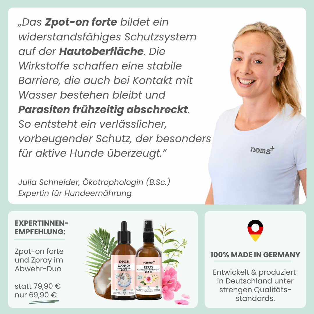 
                  
                    Wasserfestes forte Zpot-on für Hunde gegen Zecken, Flöhe, Milben & Mücken
                  
                
