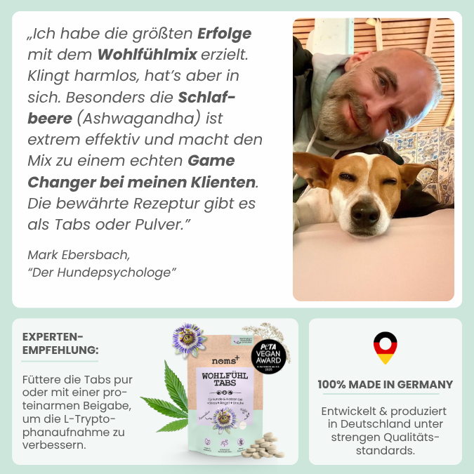
                  
                    Wohlfühltabs für Hunde bei Stress, Angst, Unruhe und Hyperaktivität
                  
                