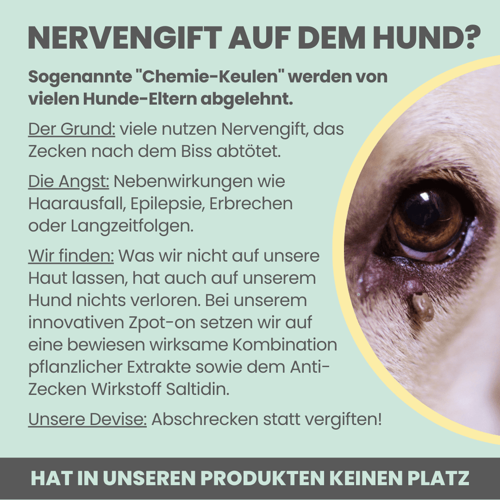 
                  
                    Zpot-on für Hunde gegen Zecken, Flöhe, Milben & Mücken
                  
                