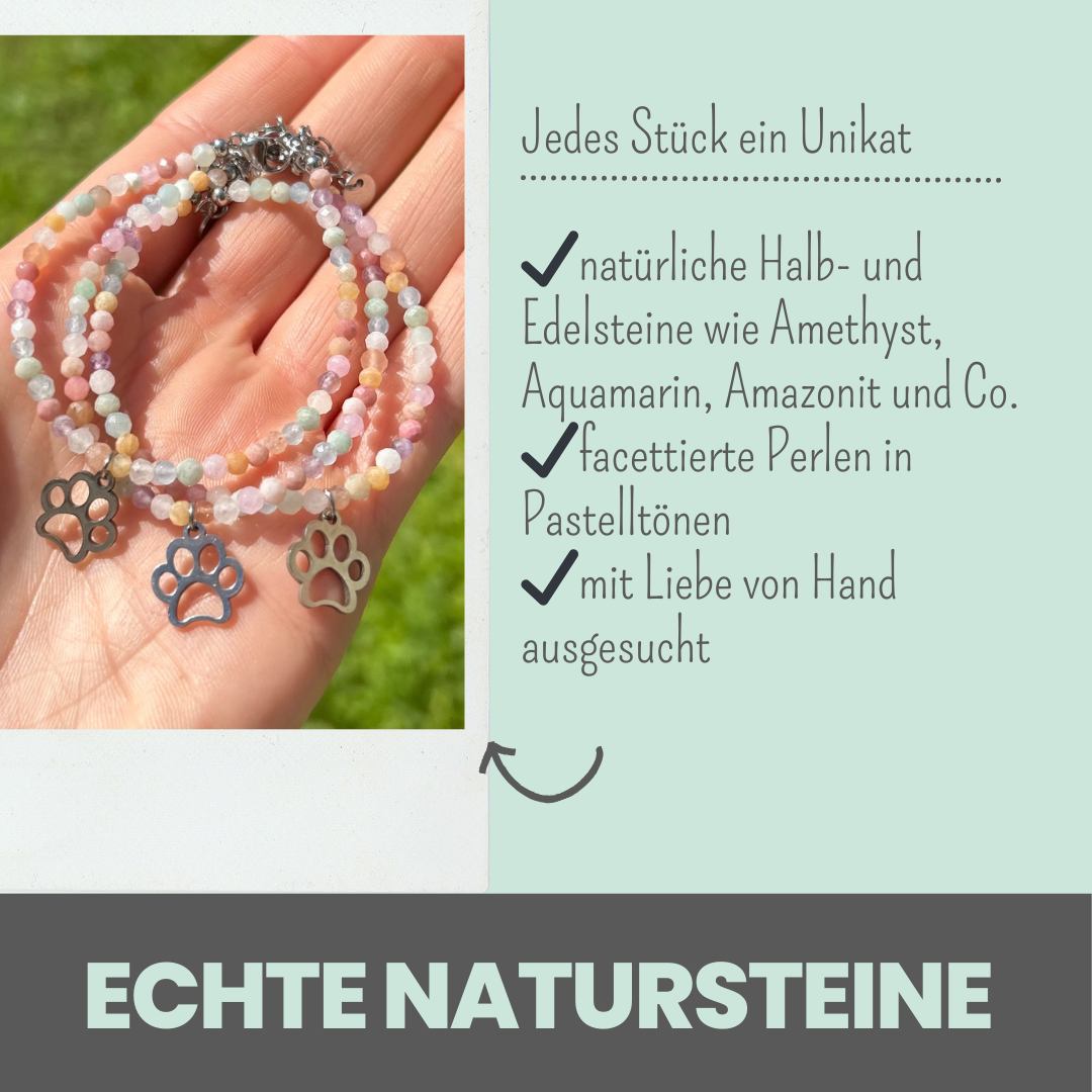 
                  
                    Handgefertigtes Tierschutz-Armband aus Natursteinen
                  
                