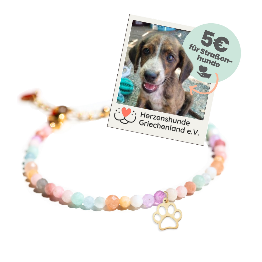 Handgefertigtes Tierschutz-Armband aus Natursteinen