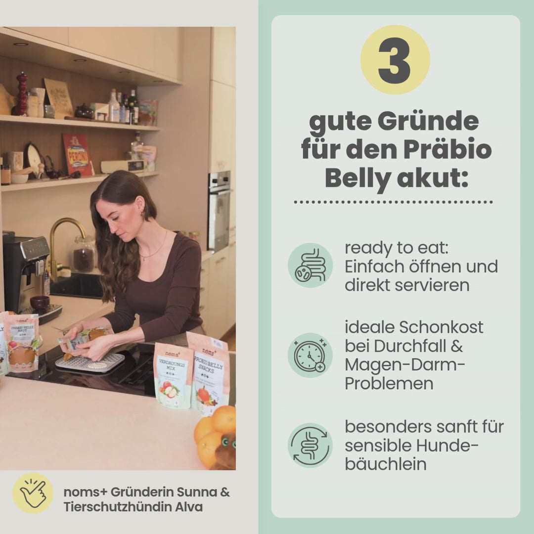 
                  
                    Laden und Abspielen von Videos im Galerie-Viewer, Präbio Belly Akut: pflanzenbasierte Darmkur für Hunde nach Moro-Art - Ready to eat
                  
                
