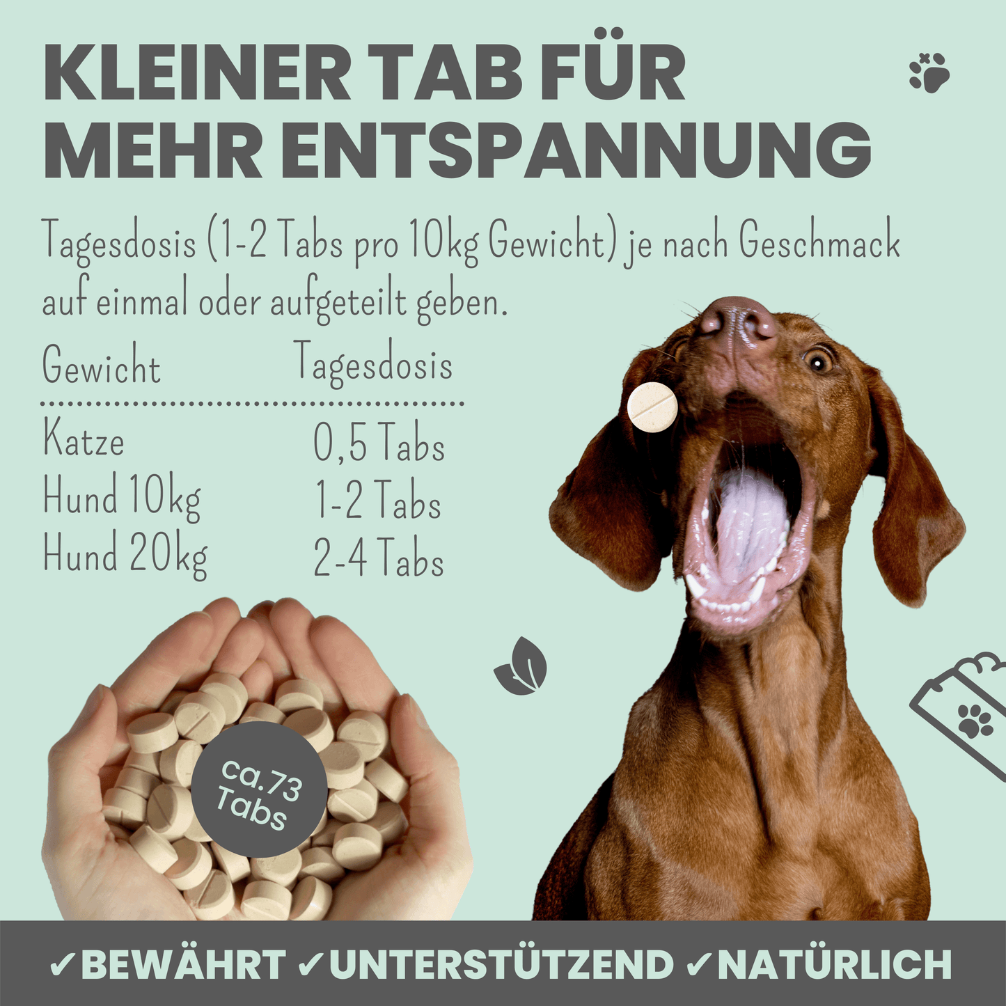 
                  
                    Wohlfühltabs für Hunde bei Stress, Angst, Unruhe und Hyperaktivität
                  
                