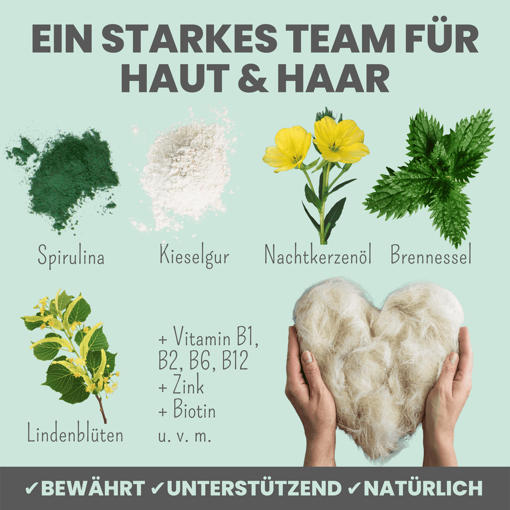 
                  
                    Haut- & Fellmix für Hunde mit Spirulina, MSM und Nachtkerzenöl
                  
                